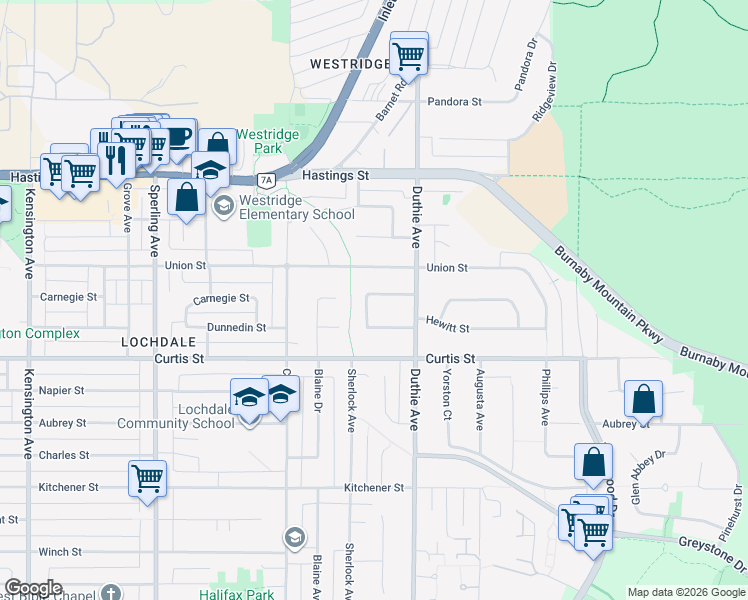 map of restaurants, bars, coffee shops, grocery stores, and more near 830 Everett Crescent in Burnaby