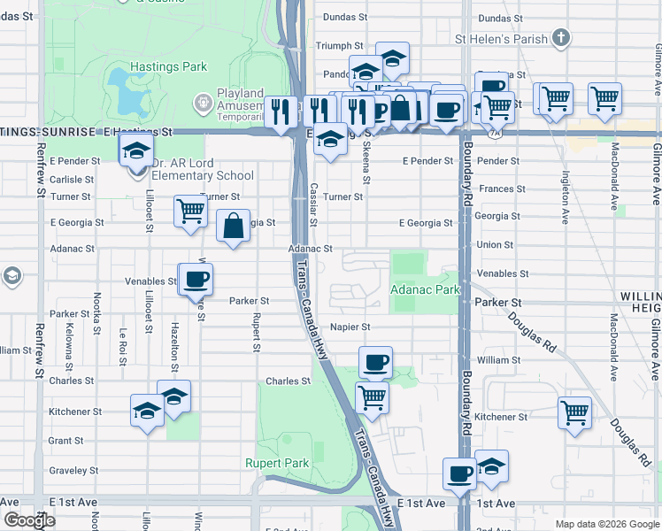 map of restaurants, bars, coffee shops, grocery stores, and more near 3436 Terra Vita Place in Vancouver
