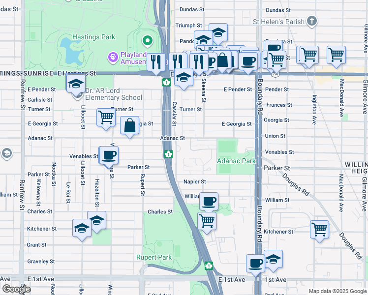 map of restaurants, bars, coffee shops, grocery stores, and more near 3436 Terra Vita Place in Vancouver