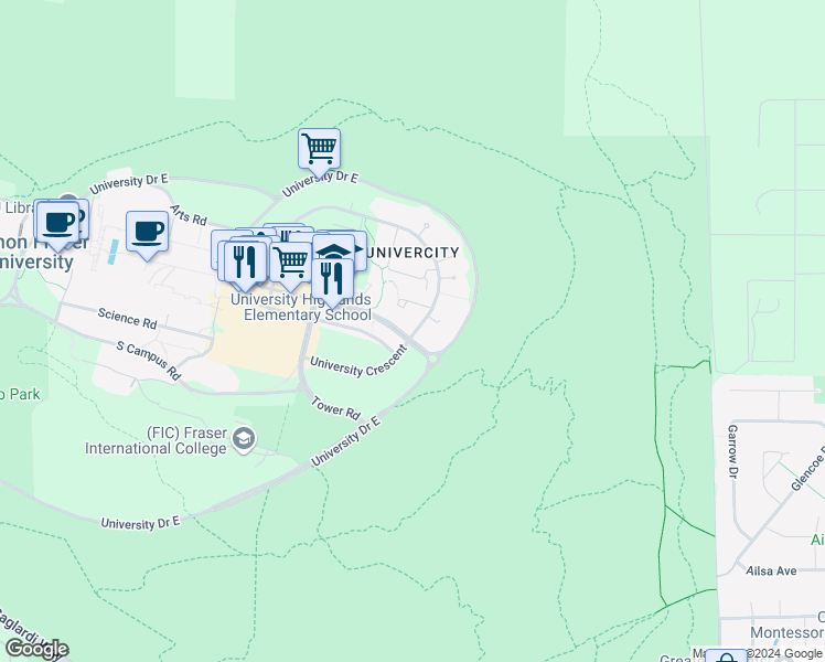 map of restaurants, bars, coffee shops, grocery stores, and more near 101 Slopes Mews in Burnaby