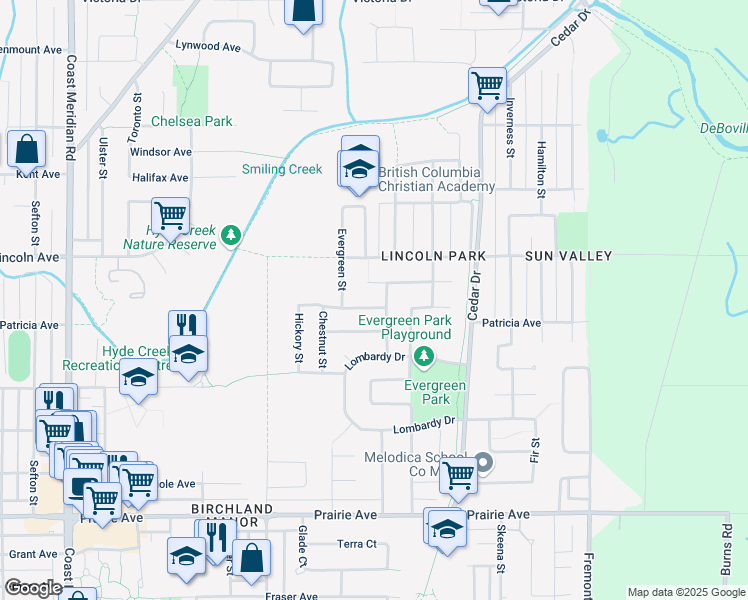 map of restaurants, bars, coffee shops, grocery stores, and more near 907 Spruce Avenue in Port Coquitlam
