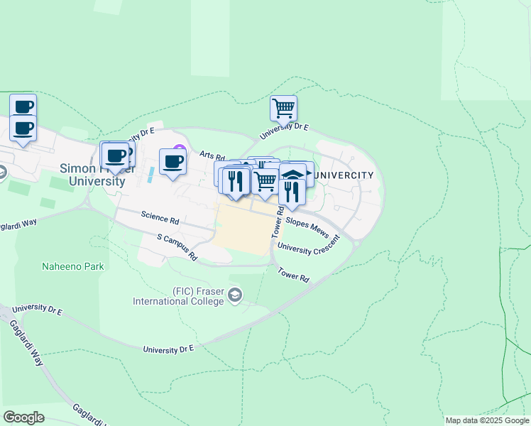 map of restaurants, bars, coffee shops, grocery stores, and more near in Burnaby