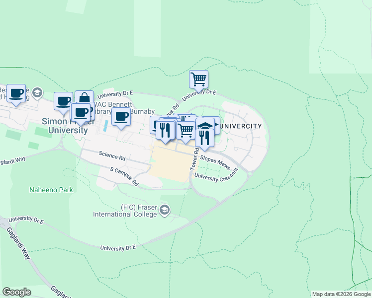 map of restaurants, bars, coffee shops, grocery stores, and more near 9009 Cornerstone Mews in Burnaby