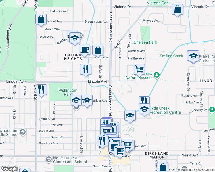 map of restaurants, bars, coffee shops, grocery stores, and more near in Port Coquitlam