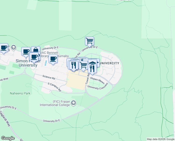 map of restaurants, bars, coffee shops, grocery stores, and more near in Burnaby