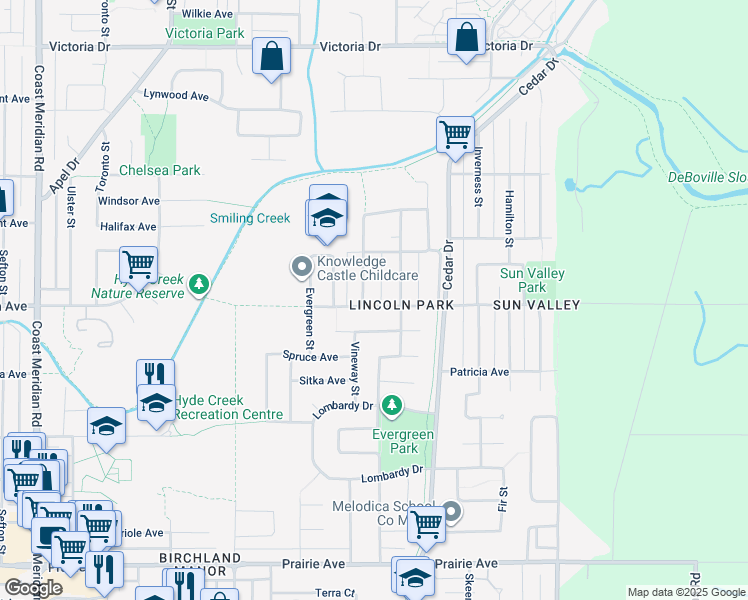 map of restaurants, bars, coffee shops, grocery stores, and more near 999 Lincoln Avenue in Port Coquitlam