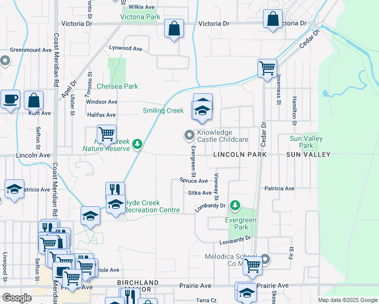 map of restaurants, bars, coffee shops, grocery stores, and more near 1081 Lincoln Avenue in Port Coquitlam