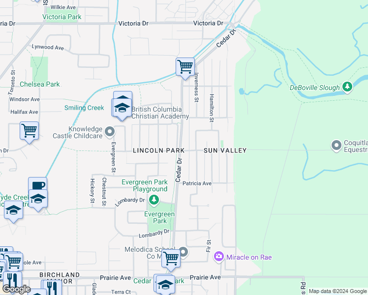 map of restaurants, bars, coffee shops, grocery stores, and more near 893 Lincoln Avenue in Port Coquitlam