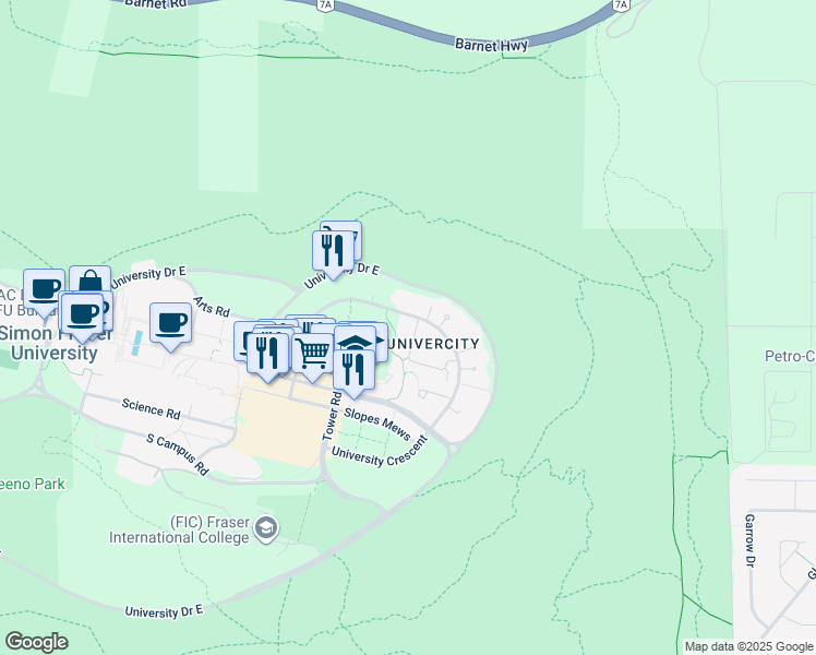 map of restaurants, bars, coffee shops, grocery stores, and more near in Burnaby