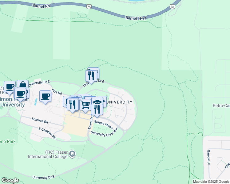 map of restaurants, bars, coffee shops, grocery stores, and more near in Burnaby