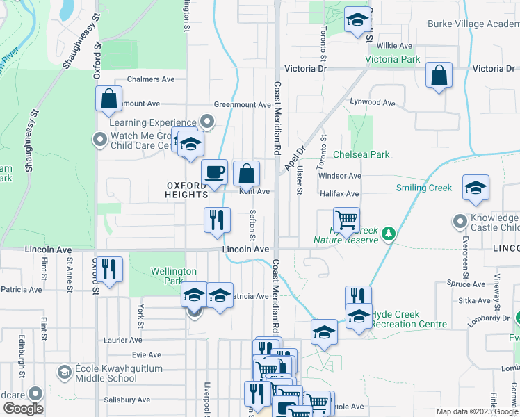 map of restaurants, bars, coffee shops, grocery stores, and more near in Port Coquitlam