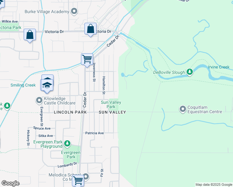map of restaurants, bars, coffee shops, grocery stores, and more near 3796 Saint Thomas Street in Port Coquitlam