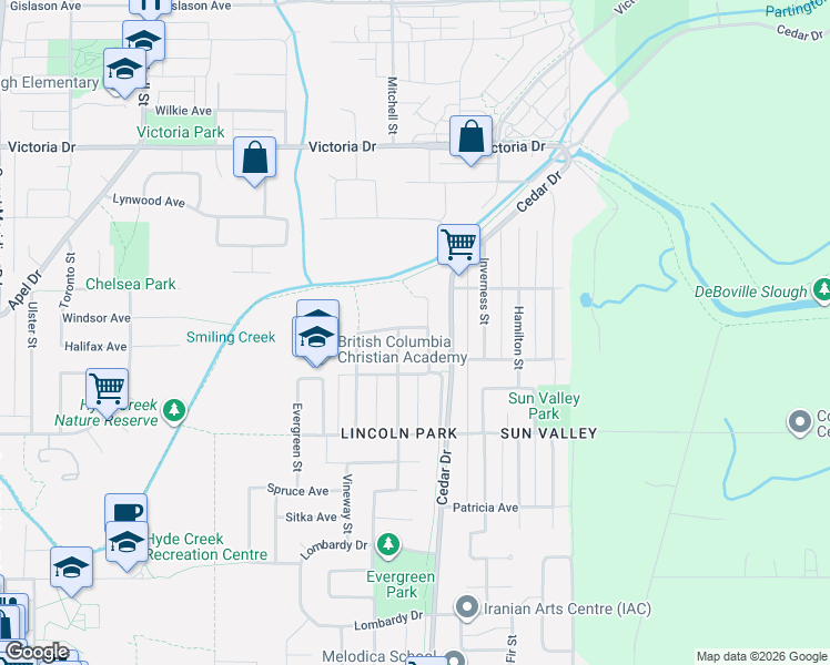 map of restaurants, bars, coffee shops, grocery stores, and more near 920 Raymond Avenue in Port Coquitlam