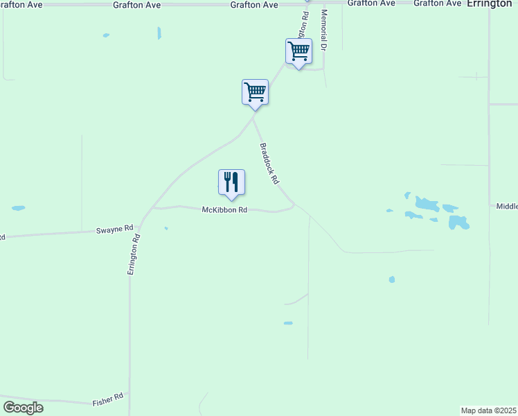 map of restaurants, bars, coffee shops, grocery stores, and more near 1613 McKibben Rd in Errington