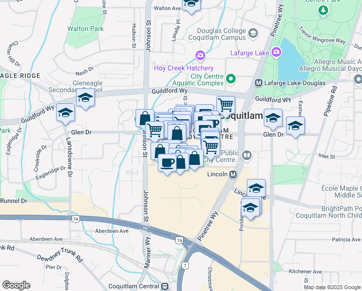 map of restaurants, bars, coffee shops, grocery stores, and more near 2955 Atlantic Avenue in Coquitlam