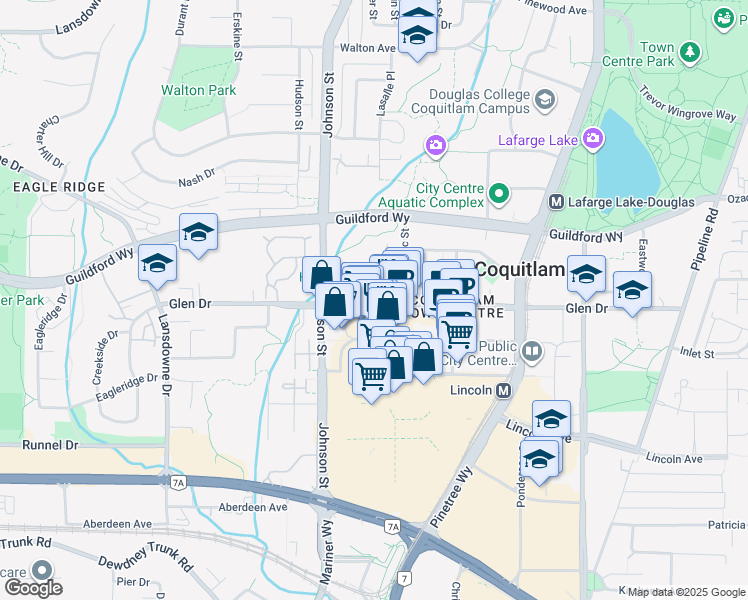 map of restaurants, bars, coffee shops, grocery stores, and more near in Coquitlam