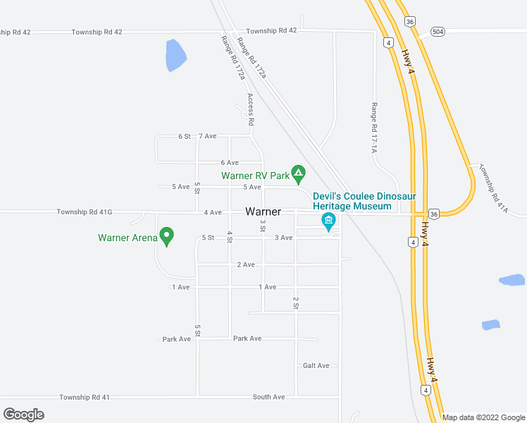 map of restaurants, bars, coffee shops, grocery stores, and more near in Warner