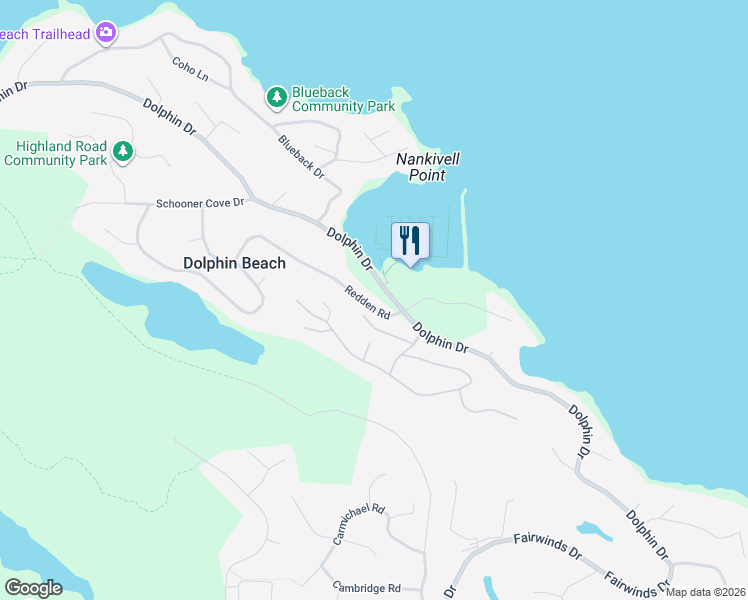 map of restaurants, bars, coffee shops, grocery stores, and more near 3483 Redden Road in Nanoose Bay