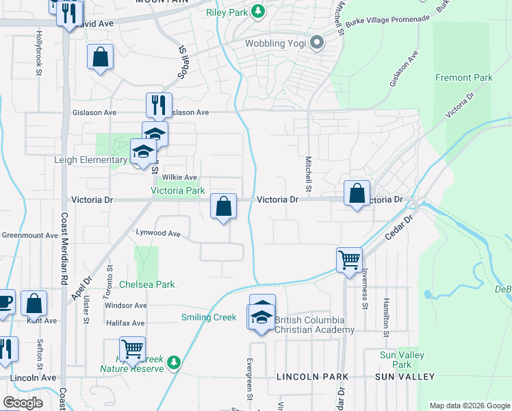 map of restaurants, bars, coffee shops, grocery stores, and more near in Port Coquitlam