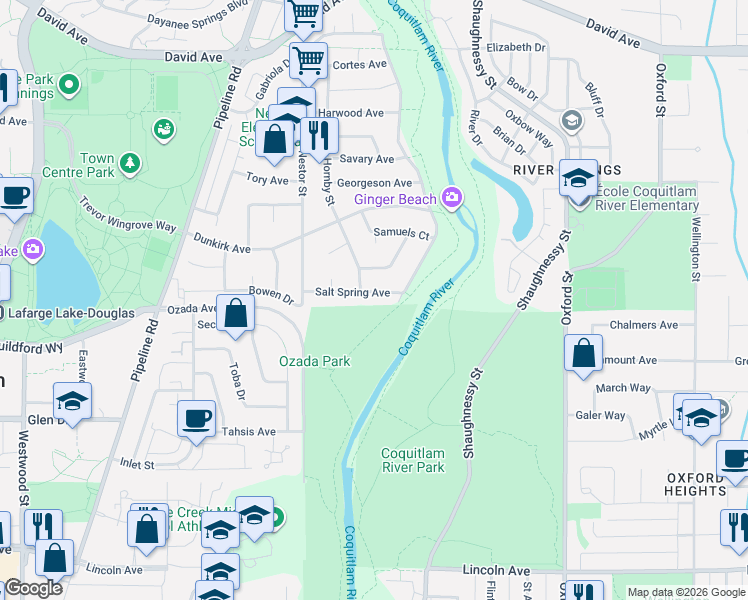 map of restaurants, bars, coffee shops, grocery stores, and more near 3232 Salt Spring Avenue in Coquitlam