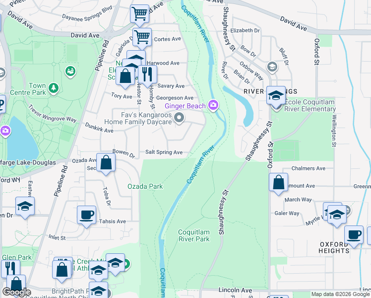 map of restaurants, bars, coffee shops, grocery stores, and more near 3243 Salt Spring Avenue in Coquitlam