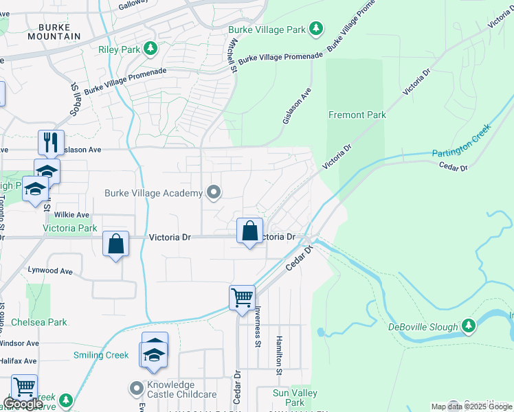 map of restaurants, bars, coffee shops, grocery stores, and more near 3546 Monson Crescent in Coquitlam