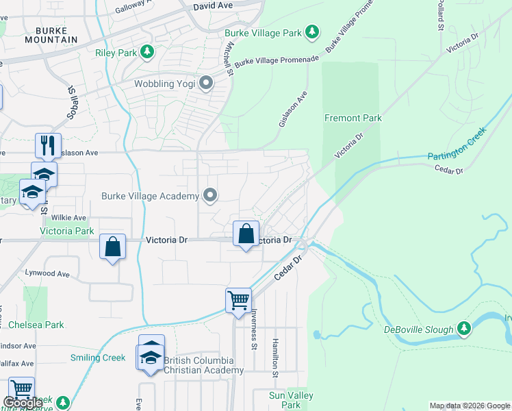 map of restaurants, bars, coffee shops, grocery stores, and more near 3546 Monson Crescent in Coquitlam