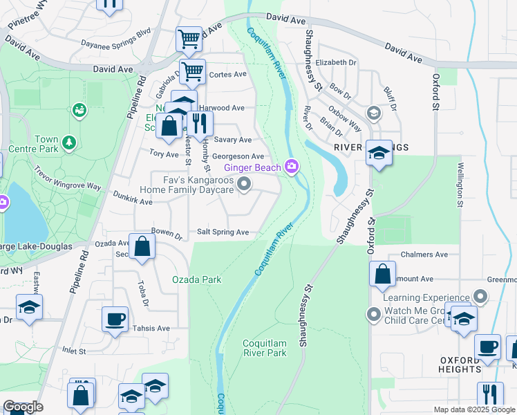 map of restaurants, bars, coffee shops, grocery stores, and more near 3254 Mayne Crescent in Coquitlam