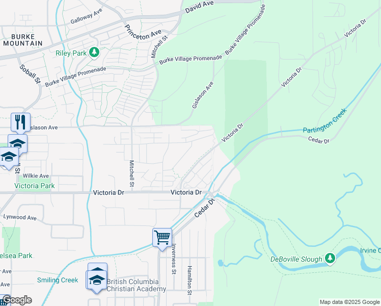 map of restaurants, bars, coffee shops, grocery stores, and more near 3556 Monson Crescent in Coquitlam