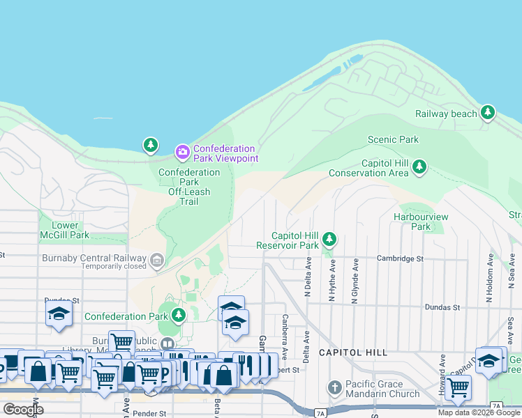 map of restaurants, bars, coffee shops, grocery stores, and more near 295 North Gamma Avenue in Burnaby