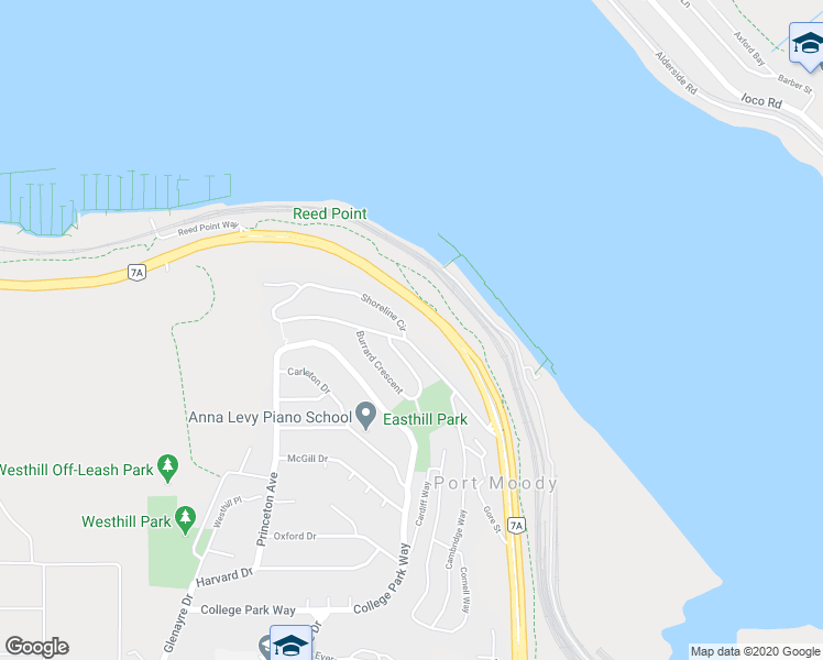 map of restaurants, bars, coffee shops, grocery stores, and more near 1378 Union Street in Port Moody