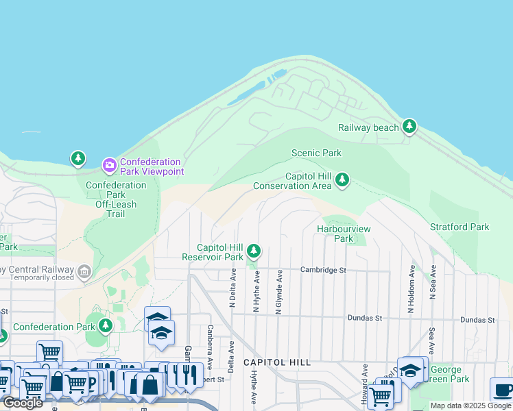 map of restaurants, bars, coffee shops, grocery stores, and more near 399 North Hythe Avenue in Burnaby