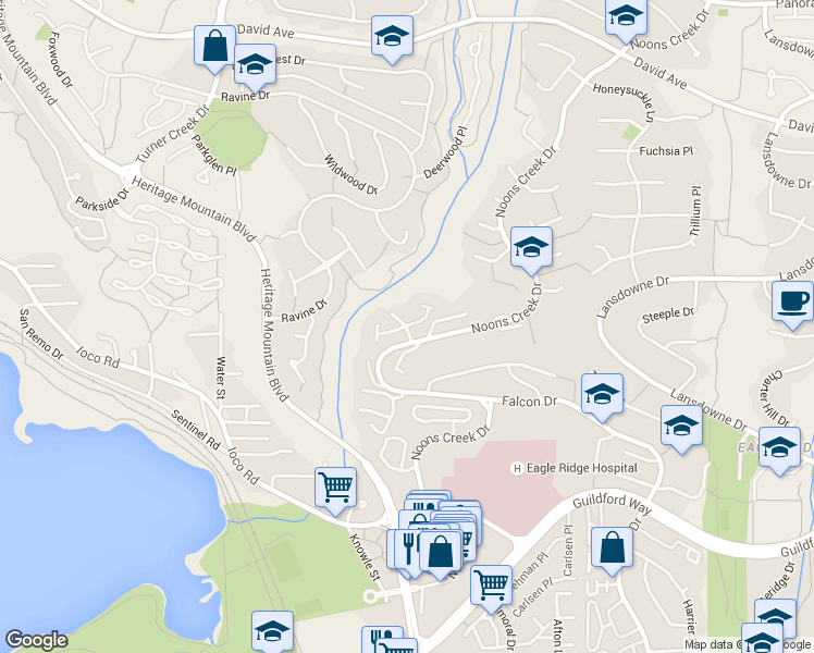 map of restaurants, bars, coffee shops, grocery stores, and more near 865 Blackstock Road in Port Moody