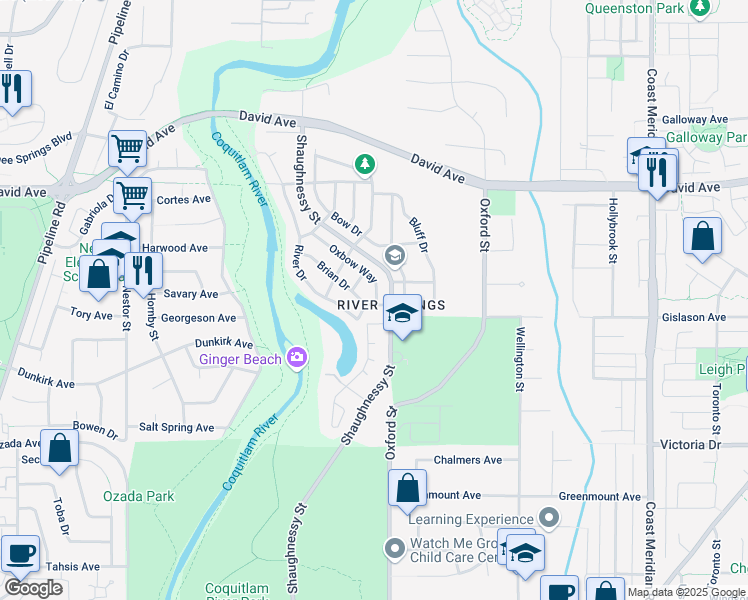 map of restaurants, bars, coffee shops, grocery stores, and more near 1907 Keith Drive in Coquitlam
