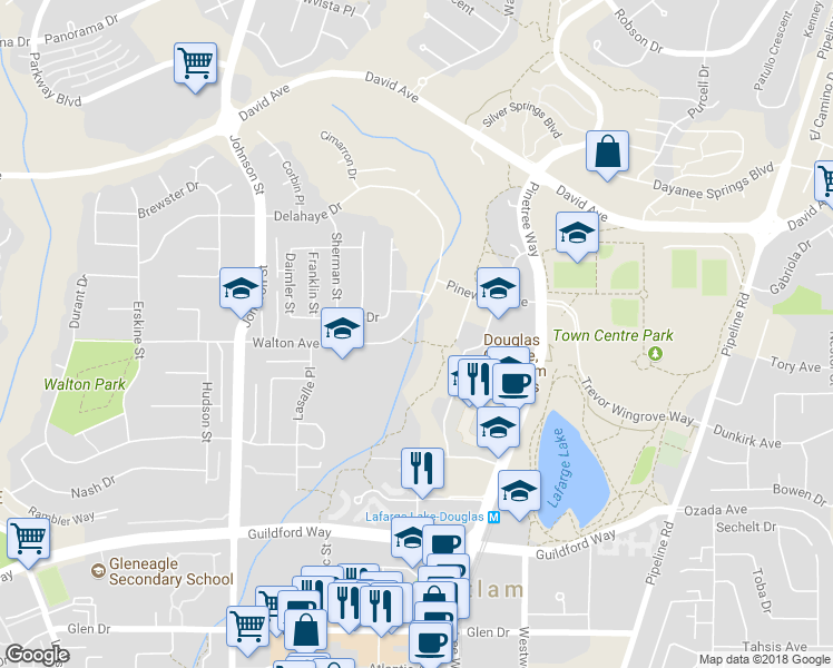map of restaurants, bars, coffee shops, grocery stores, and more near 2990 Walton Avenue in Coquitlam