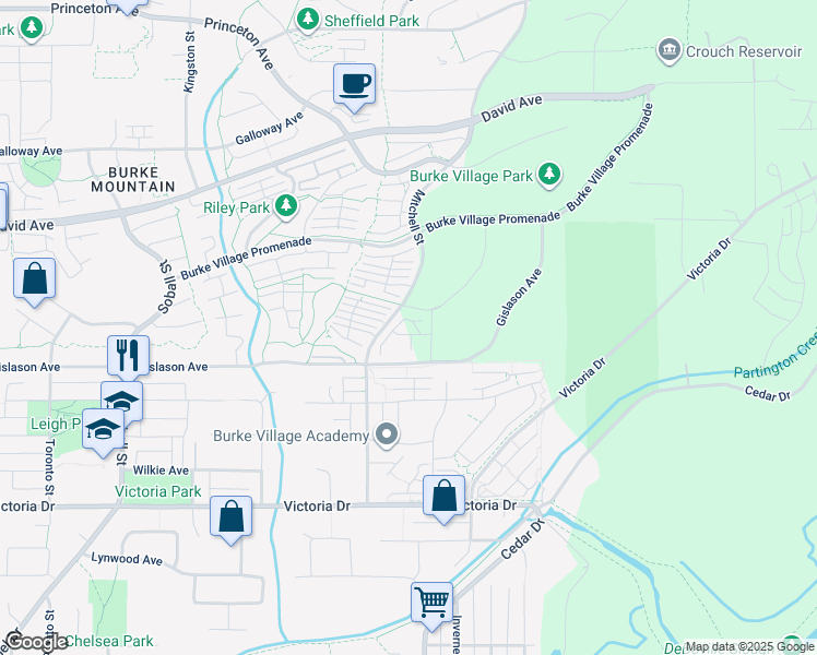 map of restaurants, bars, coffee shops, grocery stores, and more near 1292 Rosenburg Way in Coquitlam