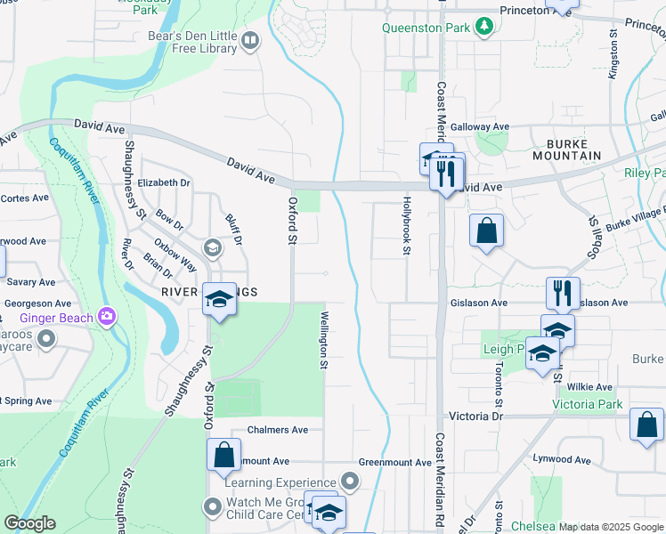map of restaurants, bars, coffee shops, grocery stores, and more near 3337 Willerton Court in Coquitlam