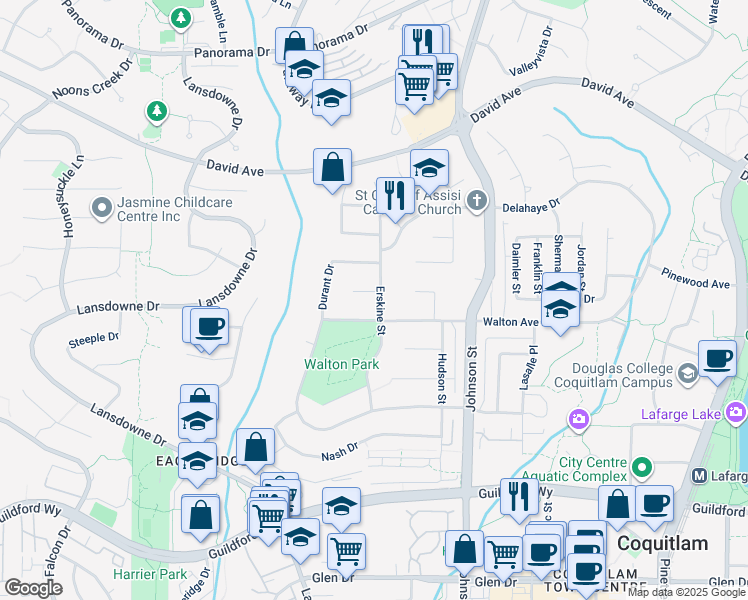 map of restaurants, bars, coffee shops, grocery stores, and more near 2640 McLaughlin Court in Coquitlam