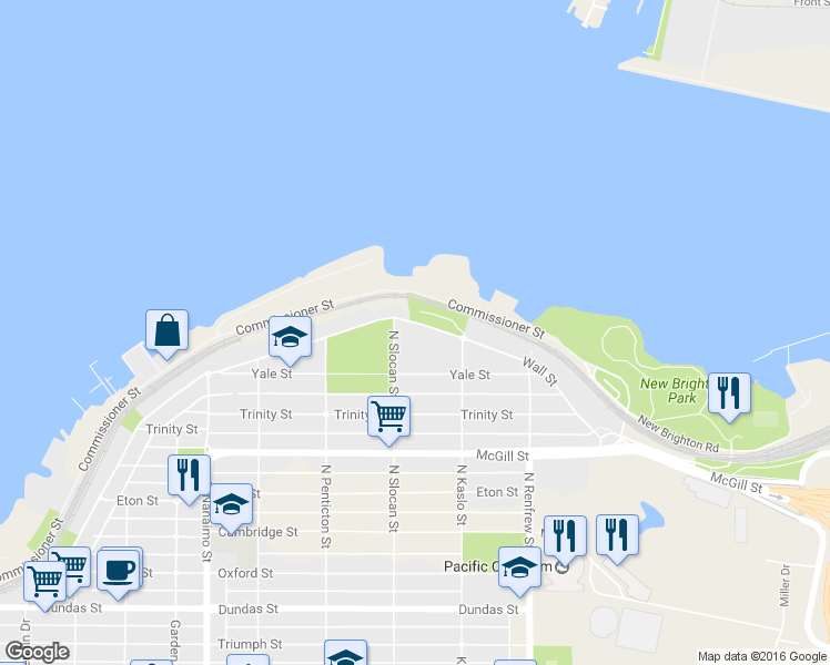 map of restaurants, bars, coffee shops, grocery stores, and more near 2722 Wall Street in Vancouver