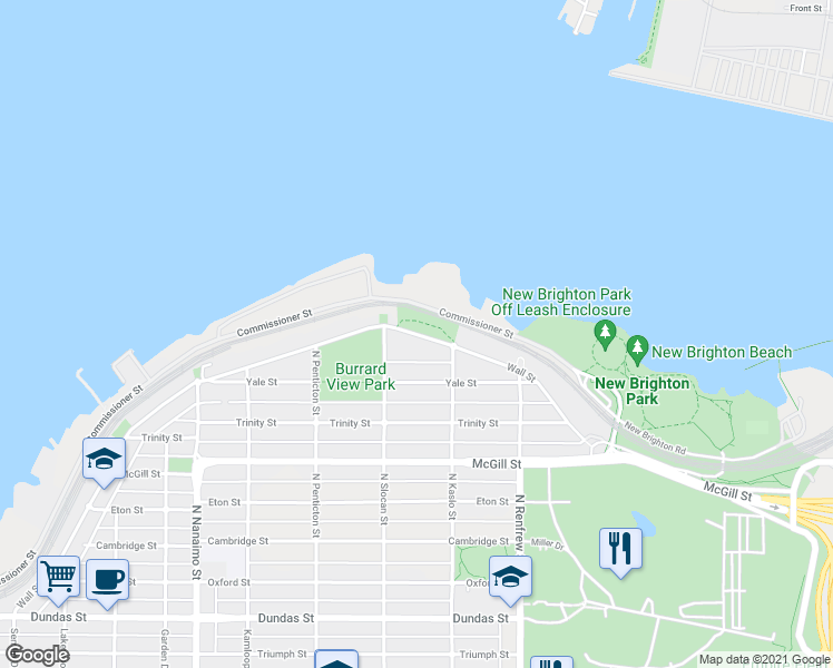 map of restaurants, bars, coffee shops, grocery stores, and more near 2732 Wall Street in Vancouver
