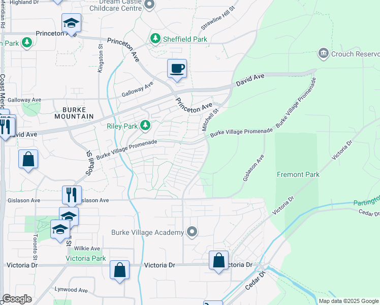 map of restaurants, bars, coffee shops, grocery stores, and more near 1310 Mitchell Street in Coquitlam
