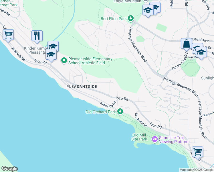 map of restaurants, bars, coffee shops, grocery stores, and more near 124 Jacobs Road in Port Moody