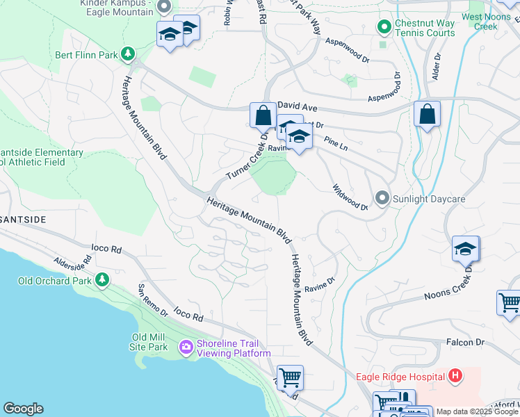map of restaurants, bars, coffee shops, grocery stores, and more near 12 Parkdale Place in Port Moody