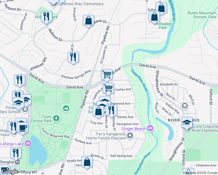 map of restaurants, bars, coffee shops, grocery stores, and more near 1327 Nestor Street in Coquitlam