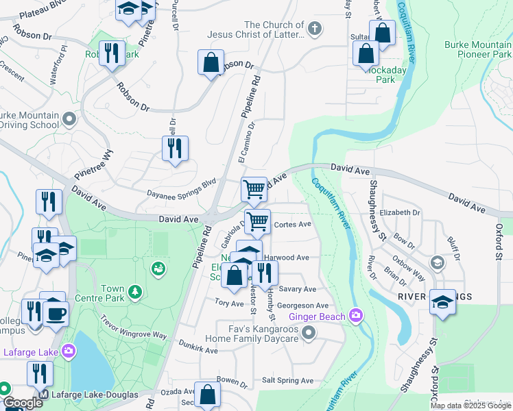 map of restaurants, bars, coffee shops, grocery stores, and more near 1393 Gabriola Drive in Coquitlam