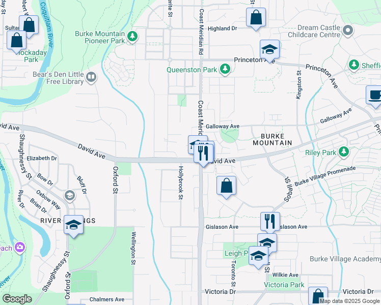 map of restaurants, bars, coffee shops, grocery stores, and more near 3380 Francis Crescent in Coquitlam