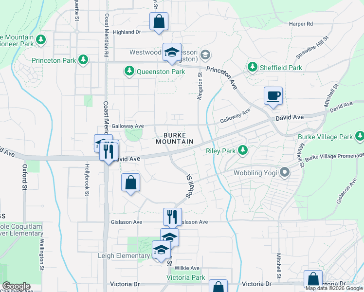 map of restaurants, bars, coffee shops, grocery stores, and more near 1310 Fifeshire Street in Coquitlam