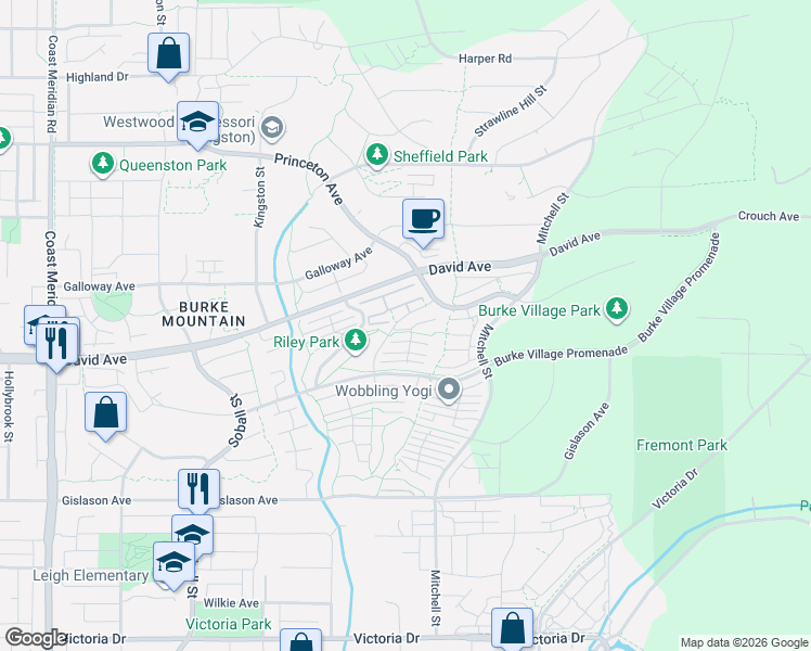 map of restaurants, bars, coffee shops, grocery stores, and more near 1331 Olmsted Street in Coquitlam