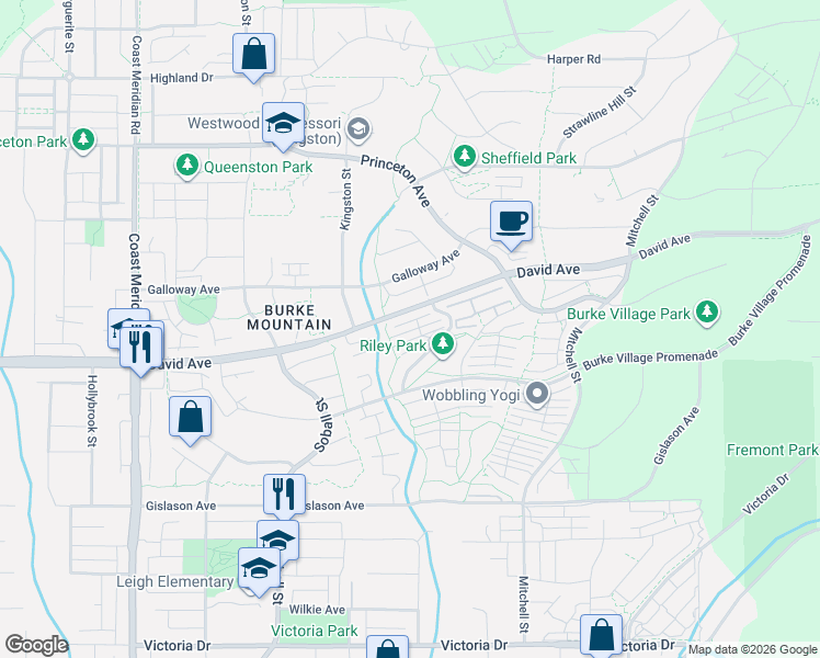 map of restaurants, bars, coffee shops, grocery stores, and more near 1320 Riley Street in Coquitlam