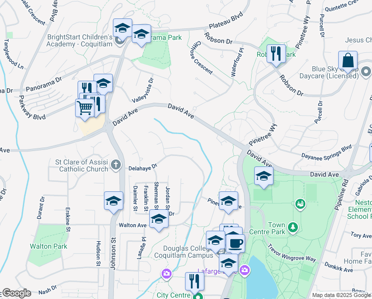 map of restaurants, bars, coffee shops, grocery stores, and more near 2984 Lotus Court in Coquitlam